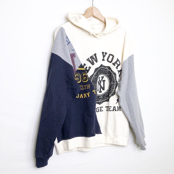 Urban outfitters, New York, color block, hooded sweatshirt - Picture 5 of 11
